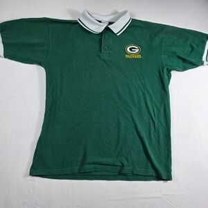 Vintage Green Bay Packers Polo Shirt Mens Medium NFL Football True Fan Sports